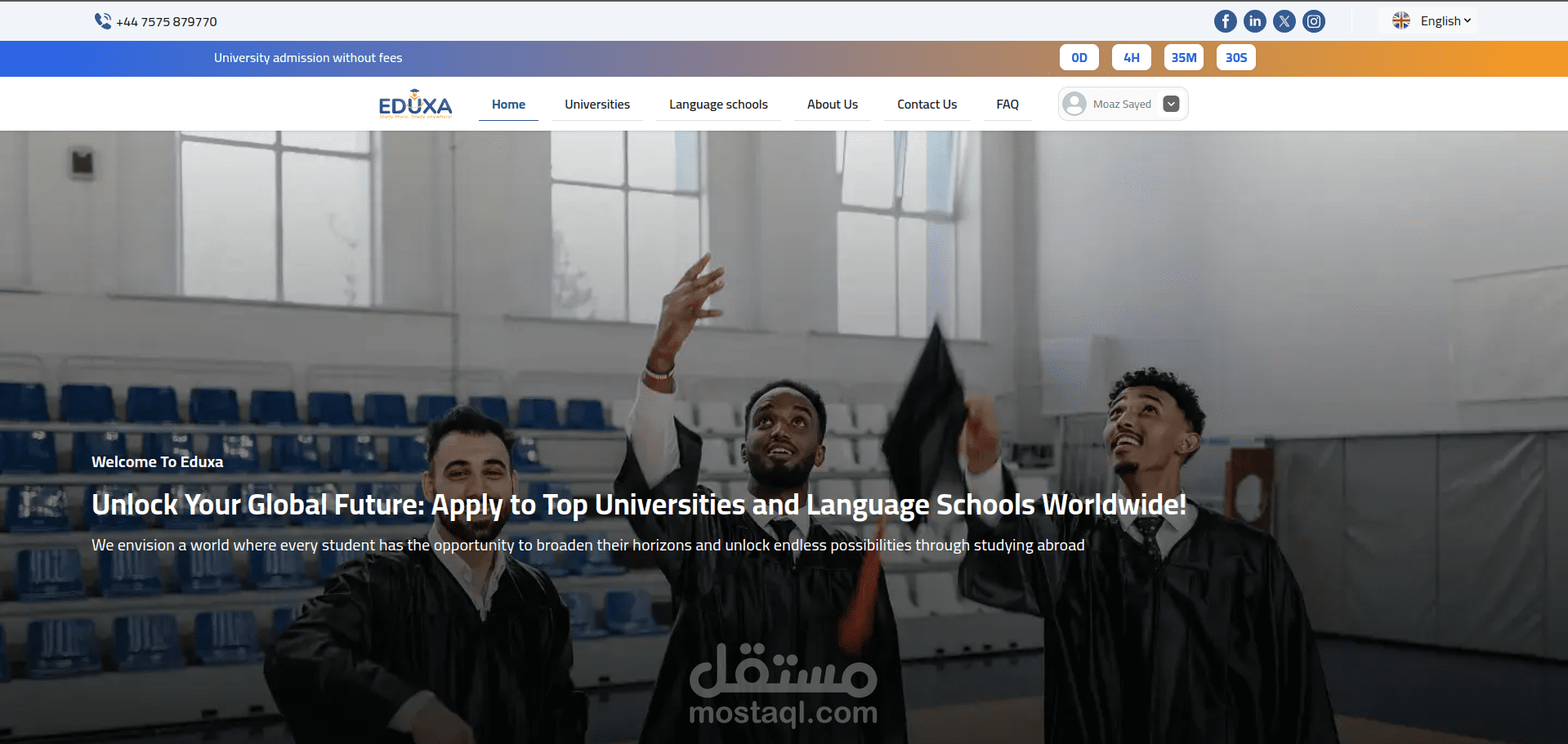 تصميم وتطوير موقع Eduxa  بالعربي والانجليزي – منصة تعليمية