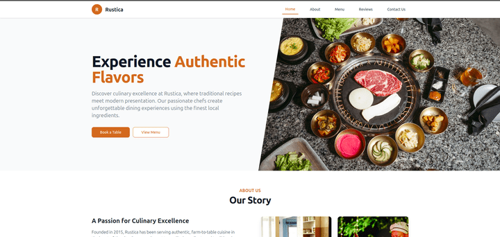 تصميم موقع مطعم