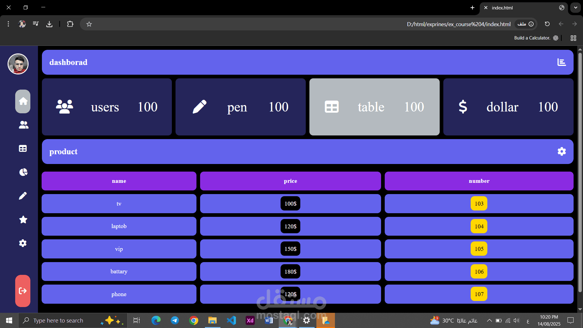 Design a front-end user interface