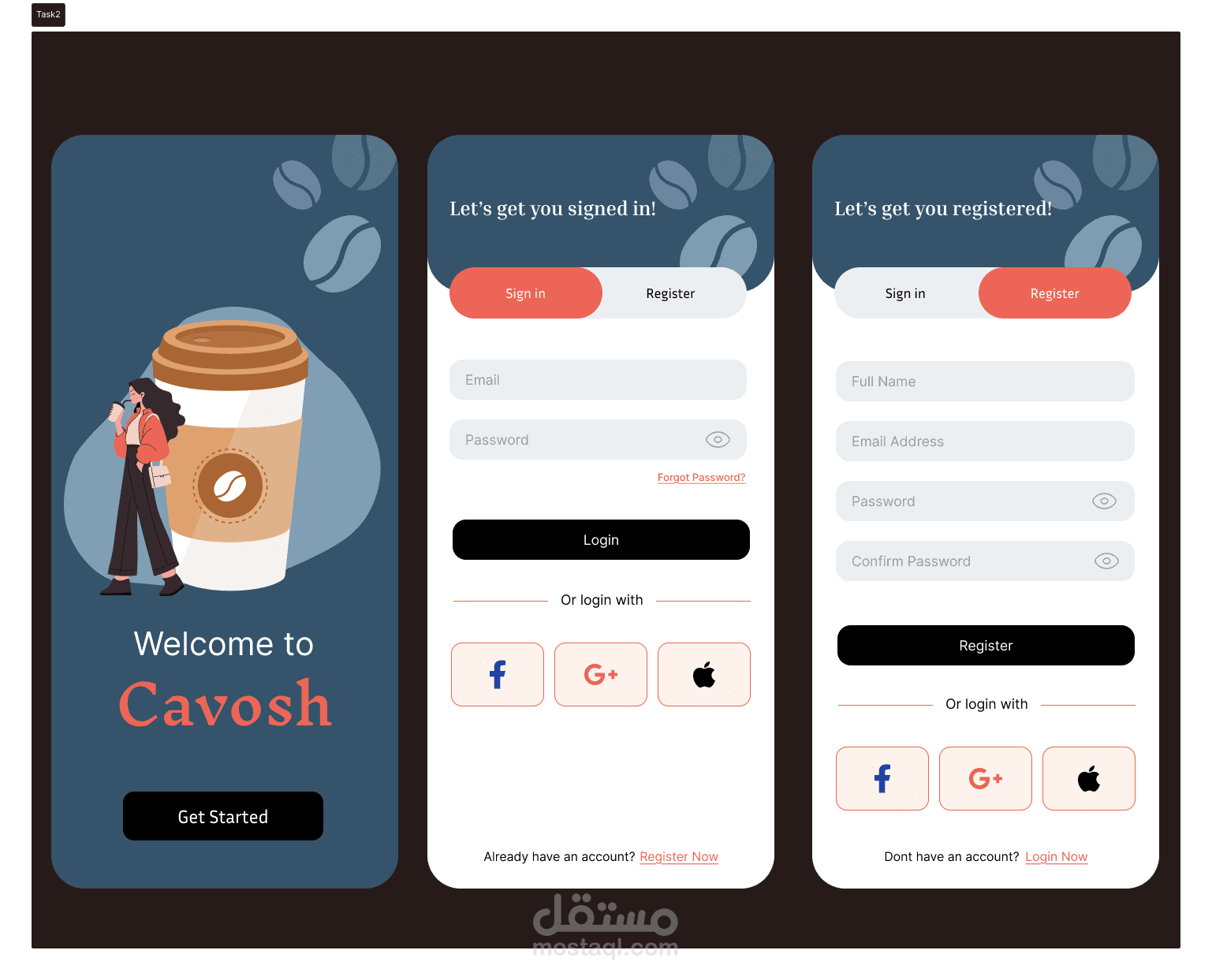 تصميم شاشات تسجيل الدخول باستخدام Figma