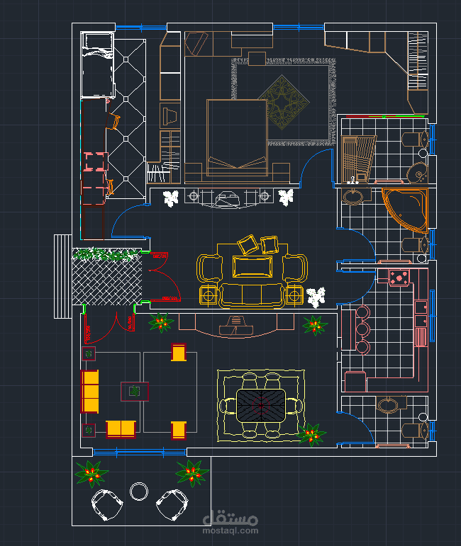 plan وحدة سكنية برنامج CAD