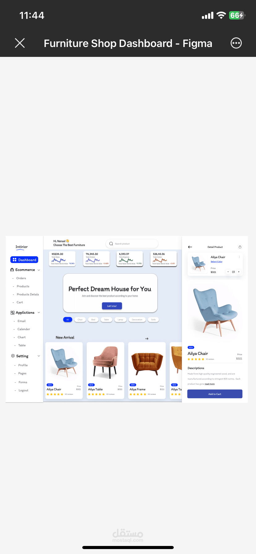 لوحة تحكم لموقع أثاث – Dashboard لإدارة المنتجات والمبيعات