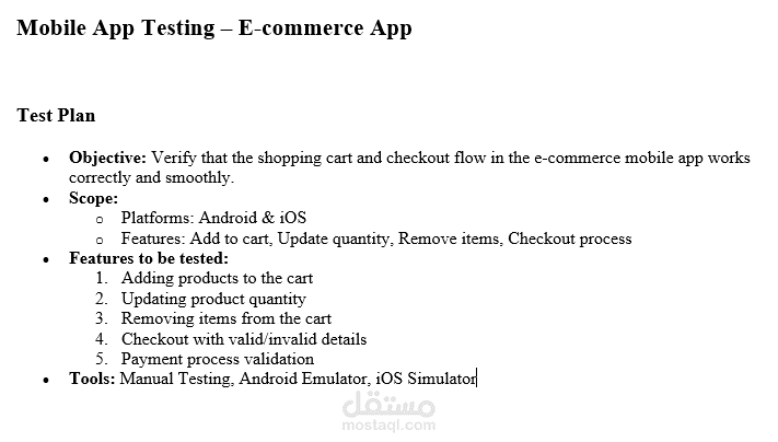 Mobile App Testing – E-commerce App