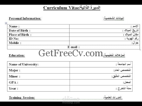 ترجمة سيرة ذاتية من العربية إلى الإنجليزية