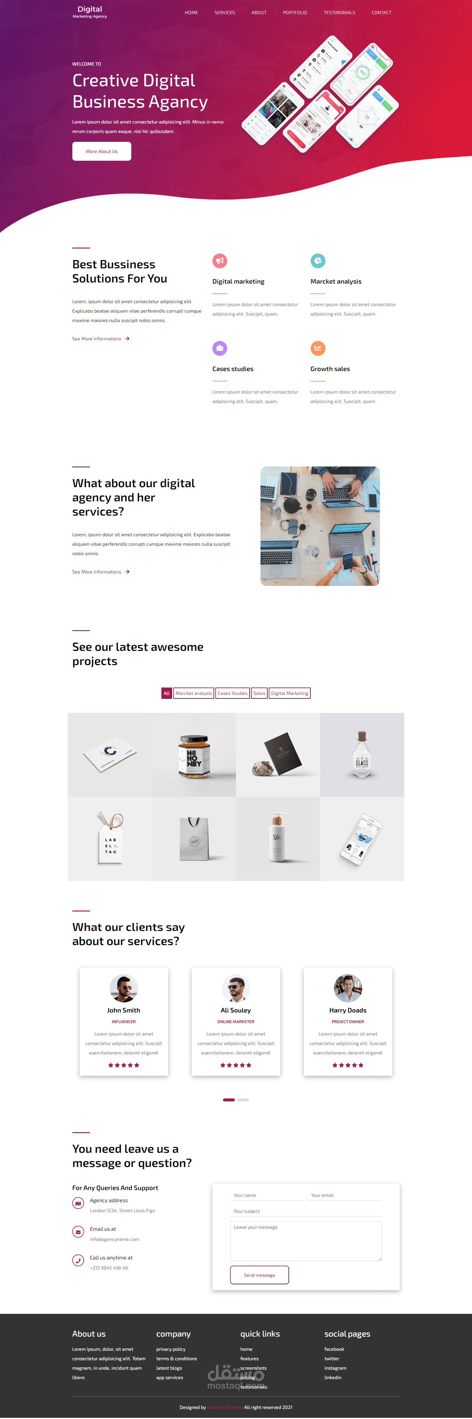 تصميم واجهة موقع شركة تسويق رقمي