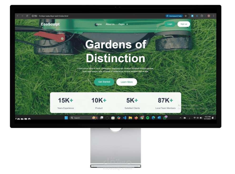 Landing Page احترافية لخدمات البستنة (EcoSculpt)