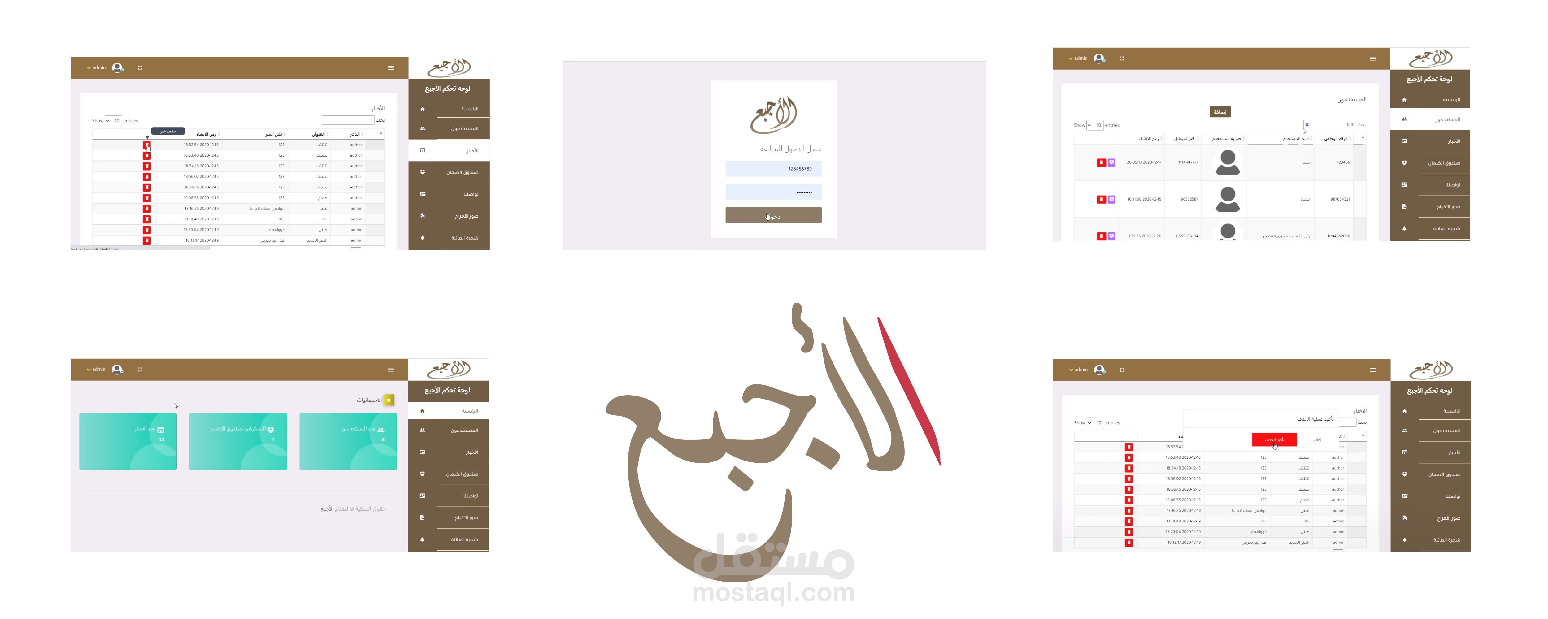 لوحة تحكم  لتطبيق موبايل ( الأجبع )