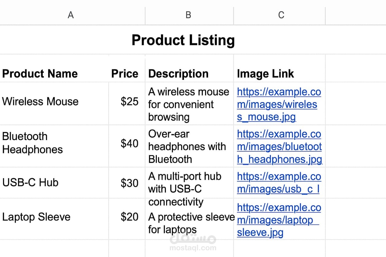نموذج رفع منتجات احترافي لمتجر إلكتروني – Product Listing Sample
