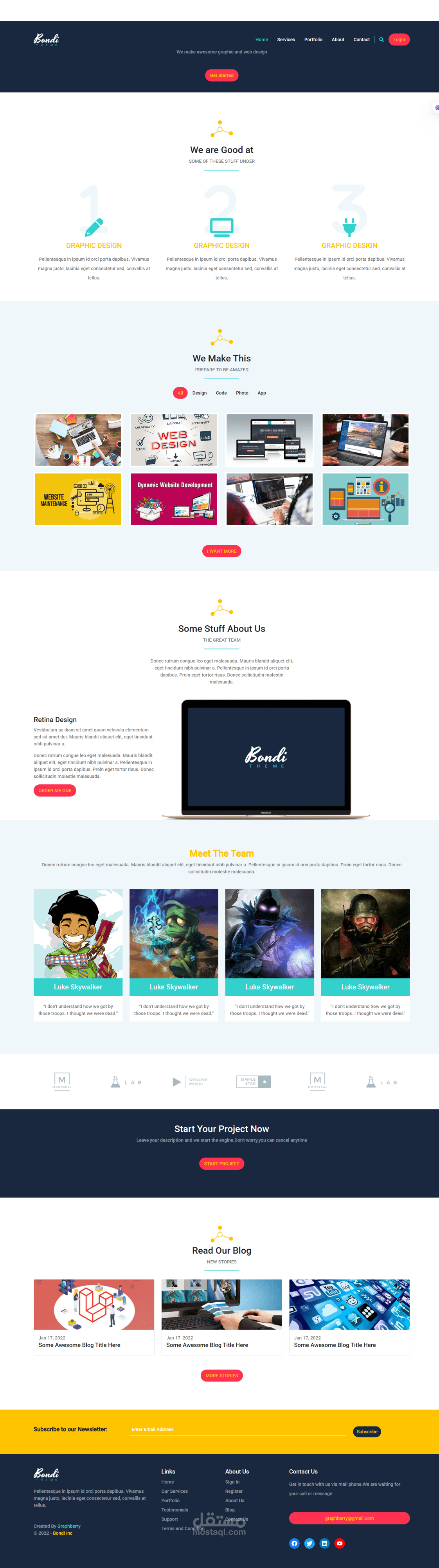 تصميم لصفحة موقع باستخدام Bootstrap