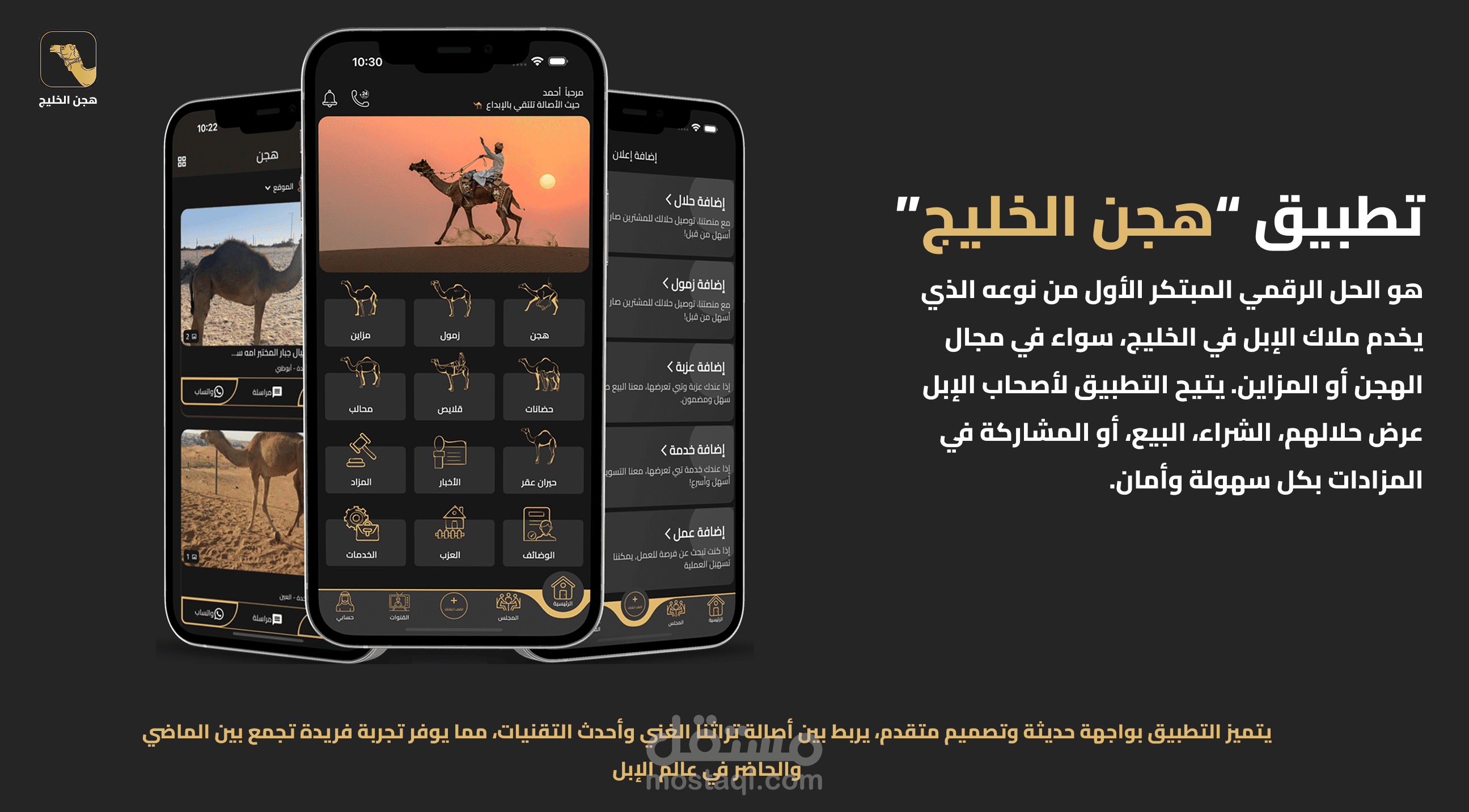 تطبيق هجن الخليج - بيع و شراء و المزايده على الإبل