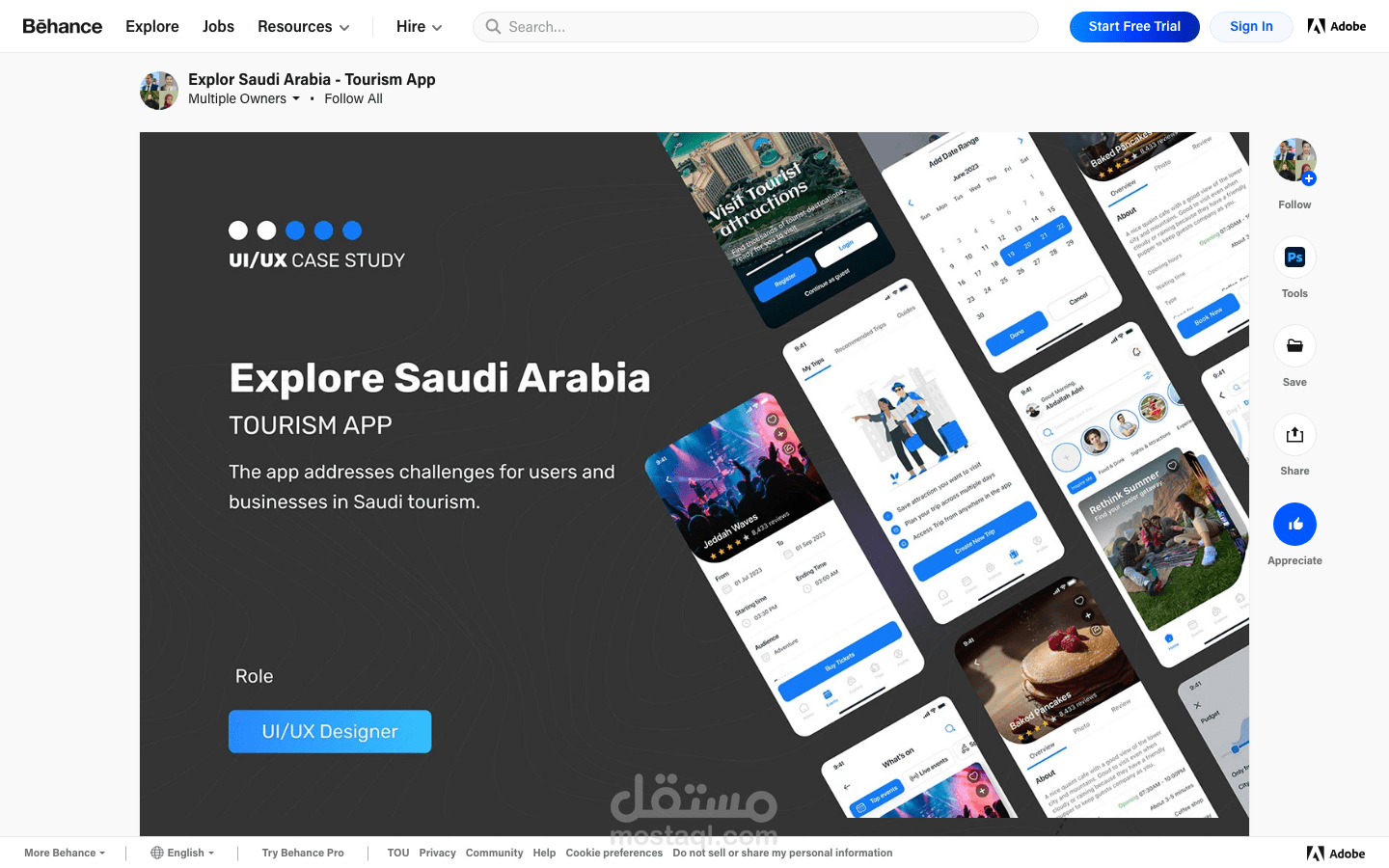 تصميم تطبيق Explore Saudi للسياحة