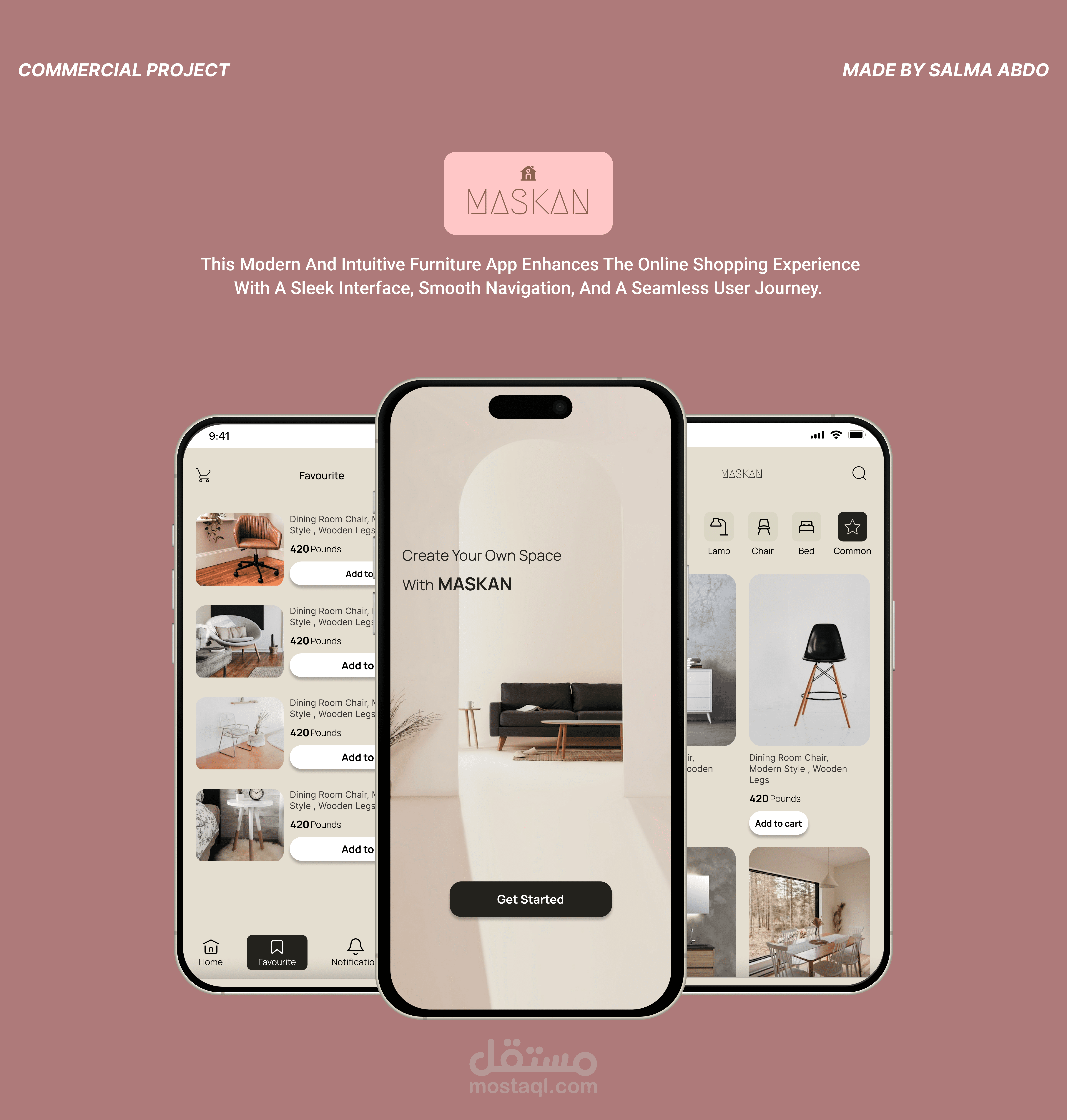 Maskan - تصميم تطبيق لبيع الاثاث المنزلى