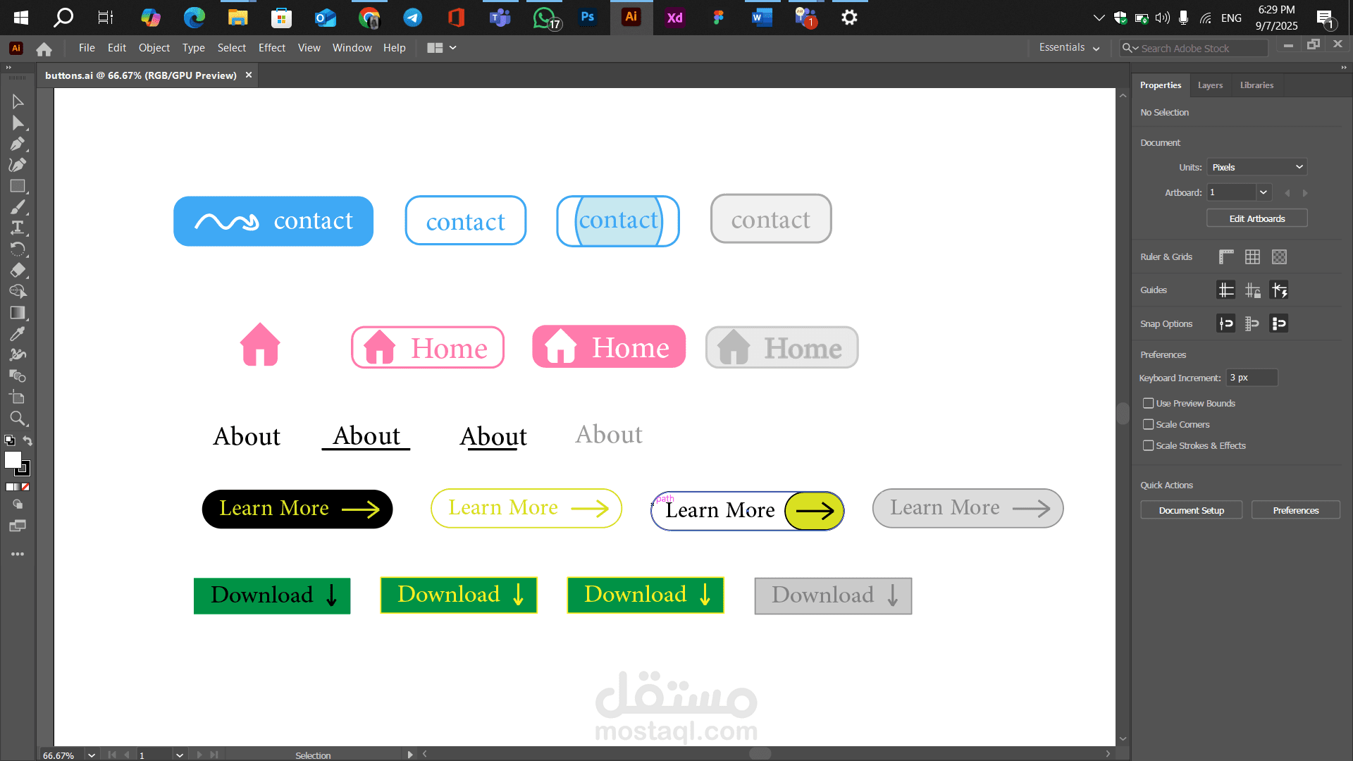 A website buttons design