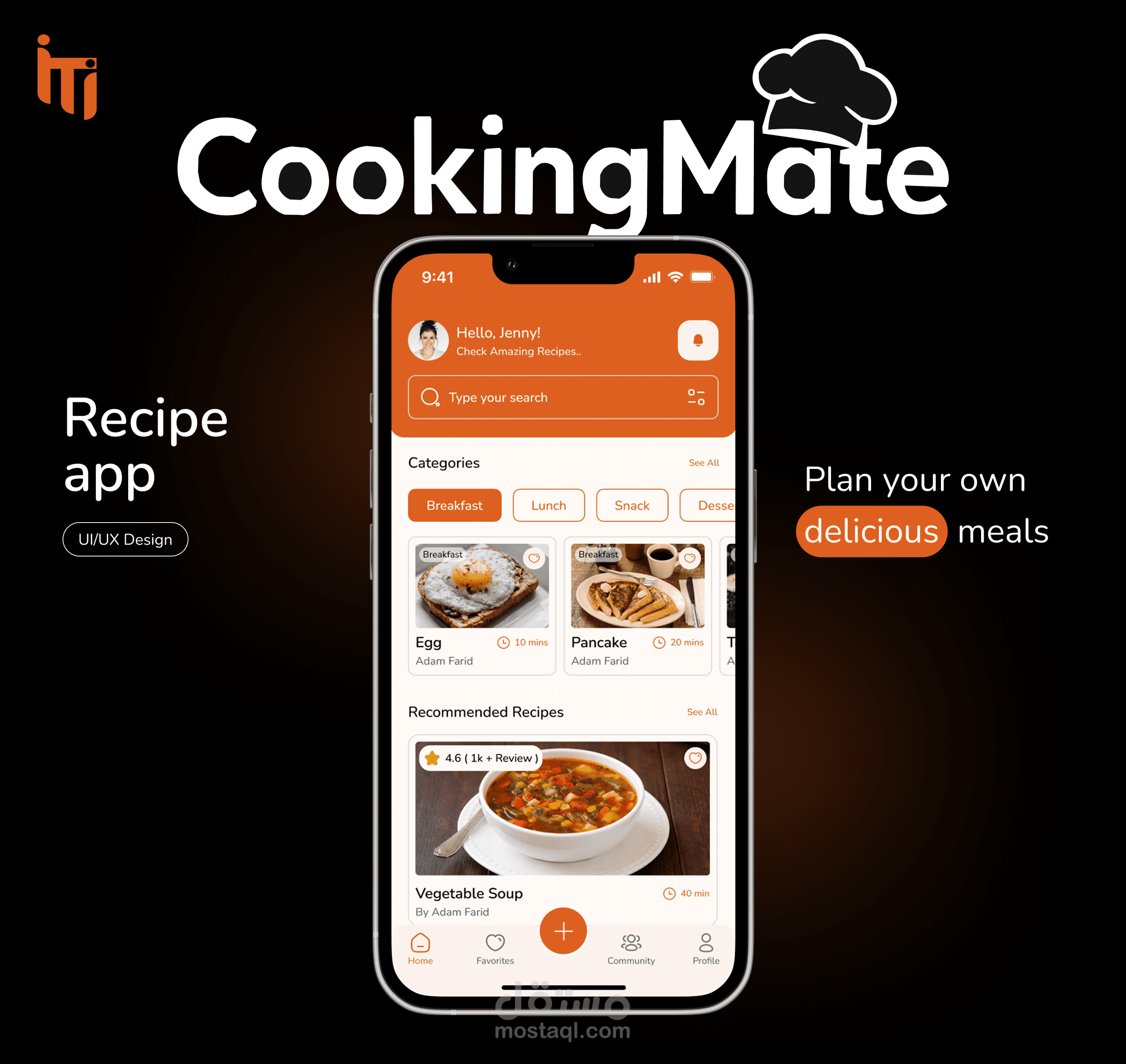 تصميم UX UI لتطبيق موبايل لمساعدة المستخدم في اعداد وجبته الغذائية بطرق مبتكرة و غير مملة