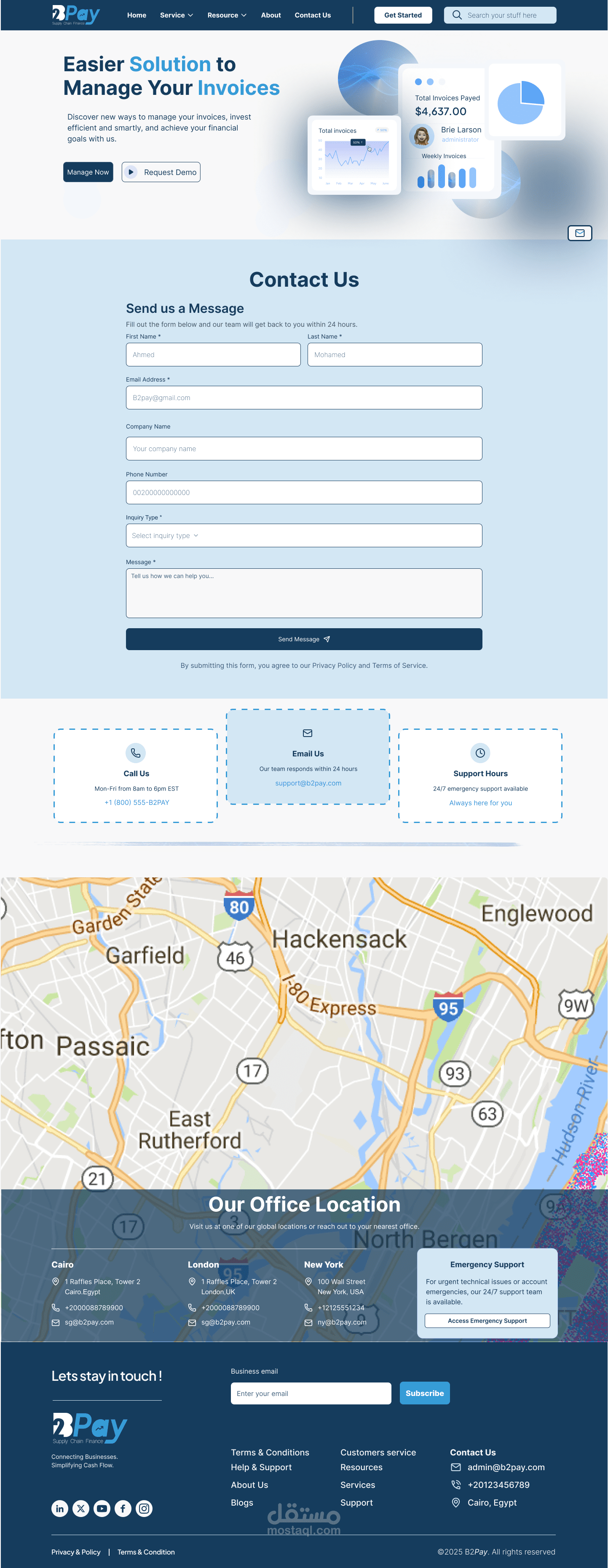تصميم صفحه contact us and supplier page in website