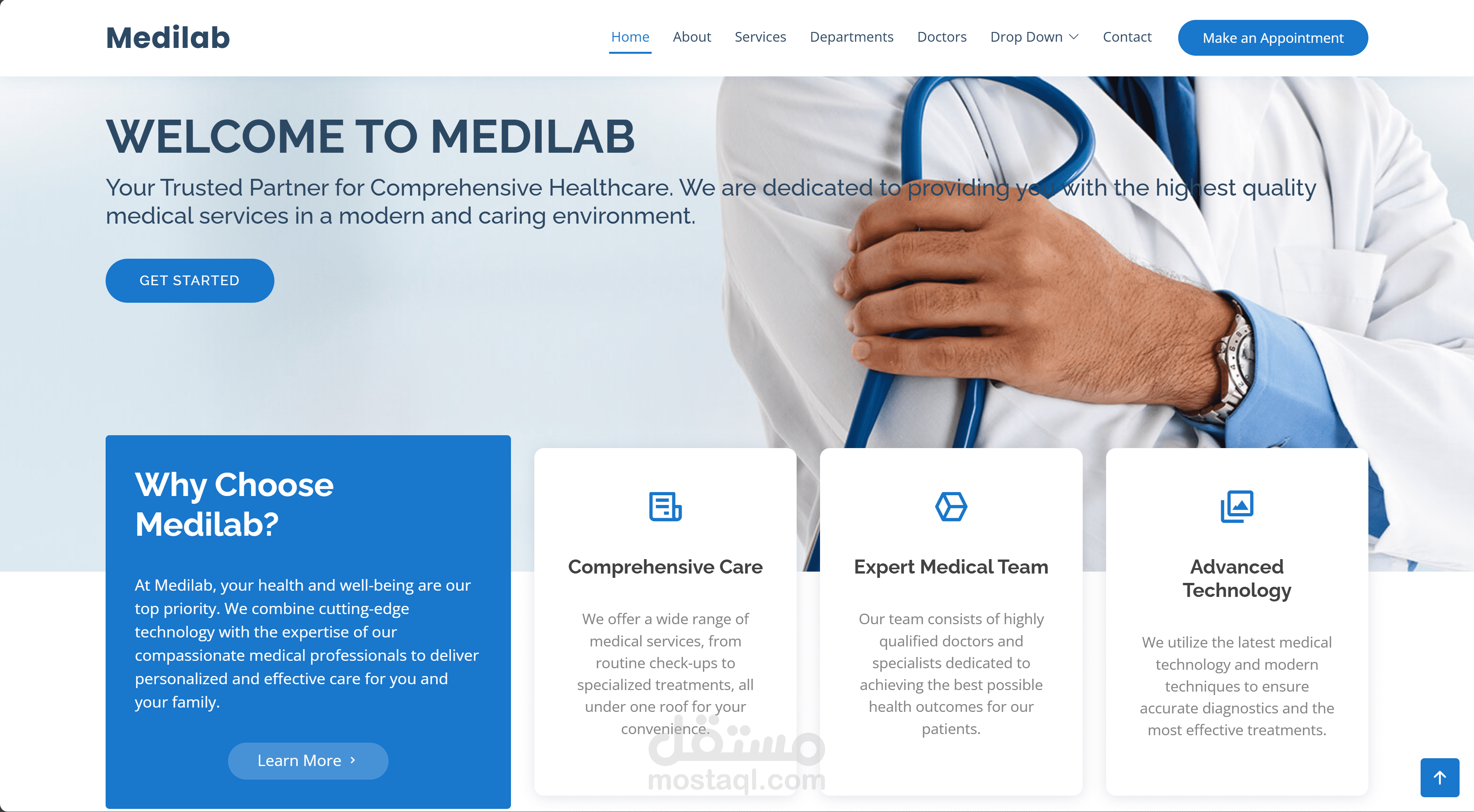 تطوير موقع ويب طبي متكامل لـ ميديلاب
