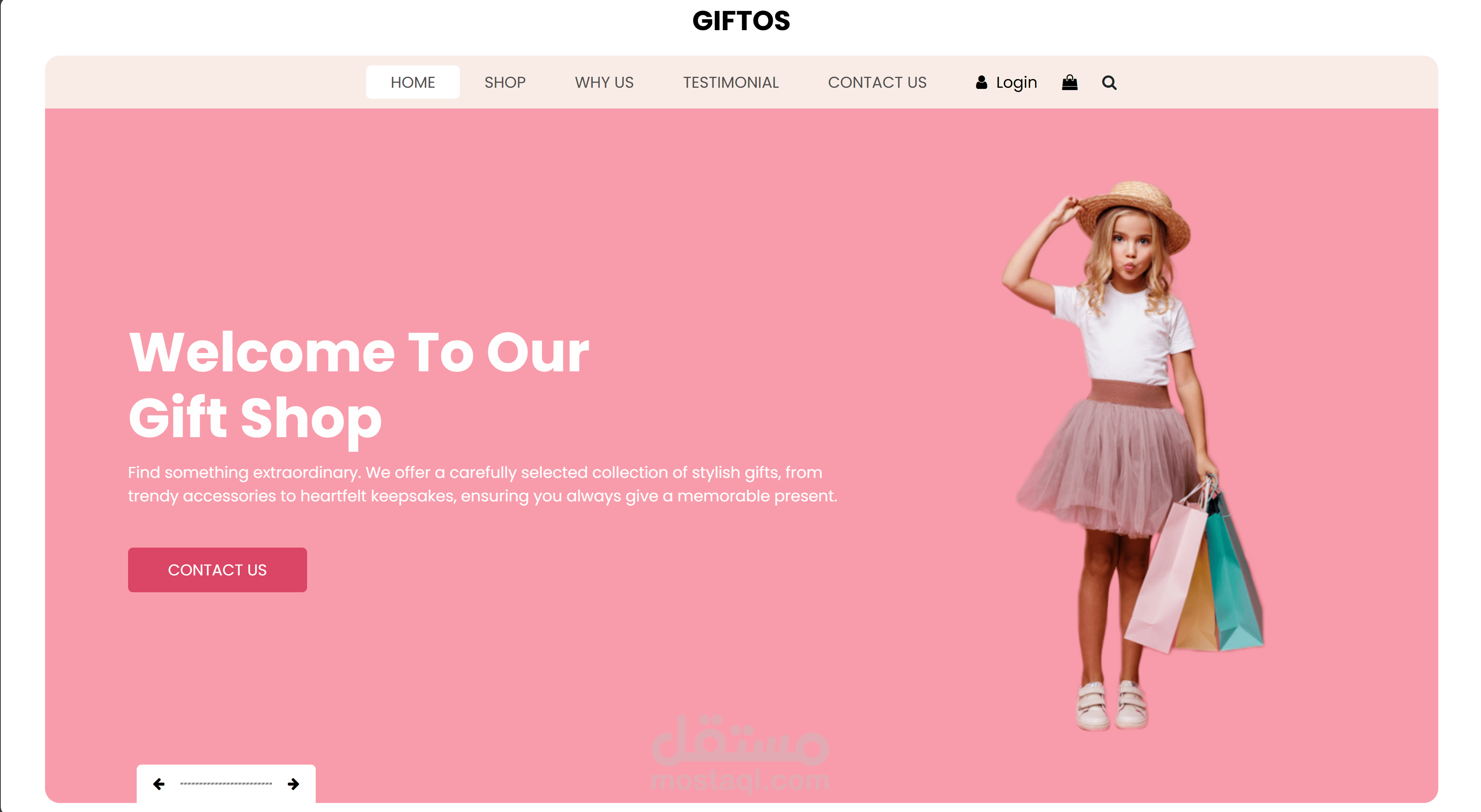 تصميم وتطوير موقع متجر هدايا إلكتروني باسم GIFTOS
