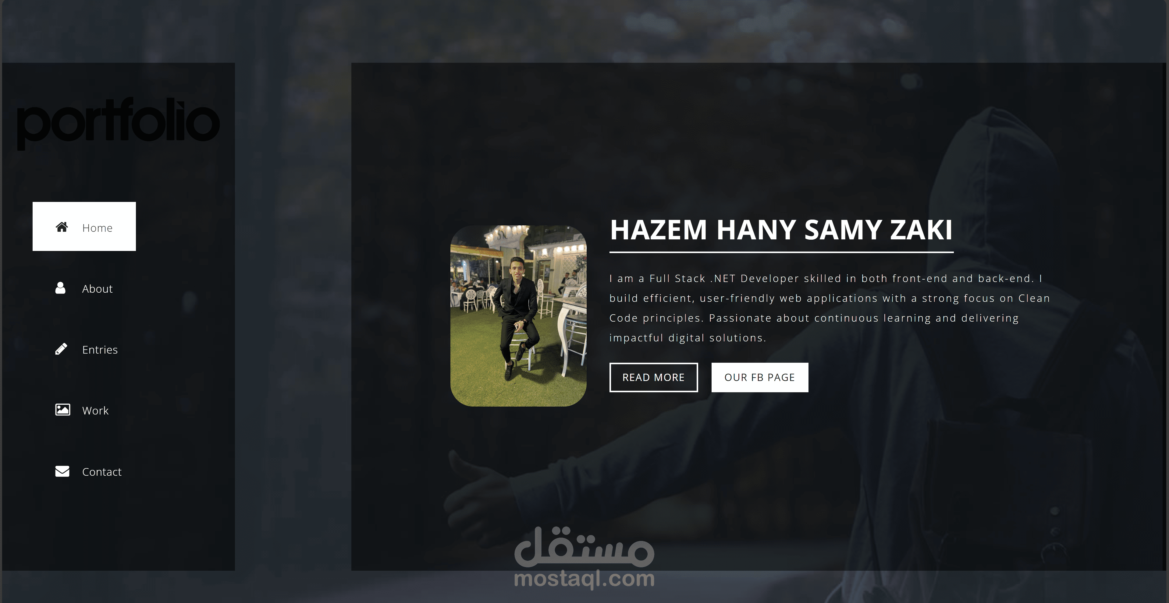 Responsive website portfolio for full stack developer .net