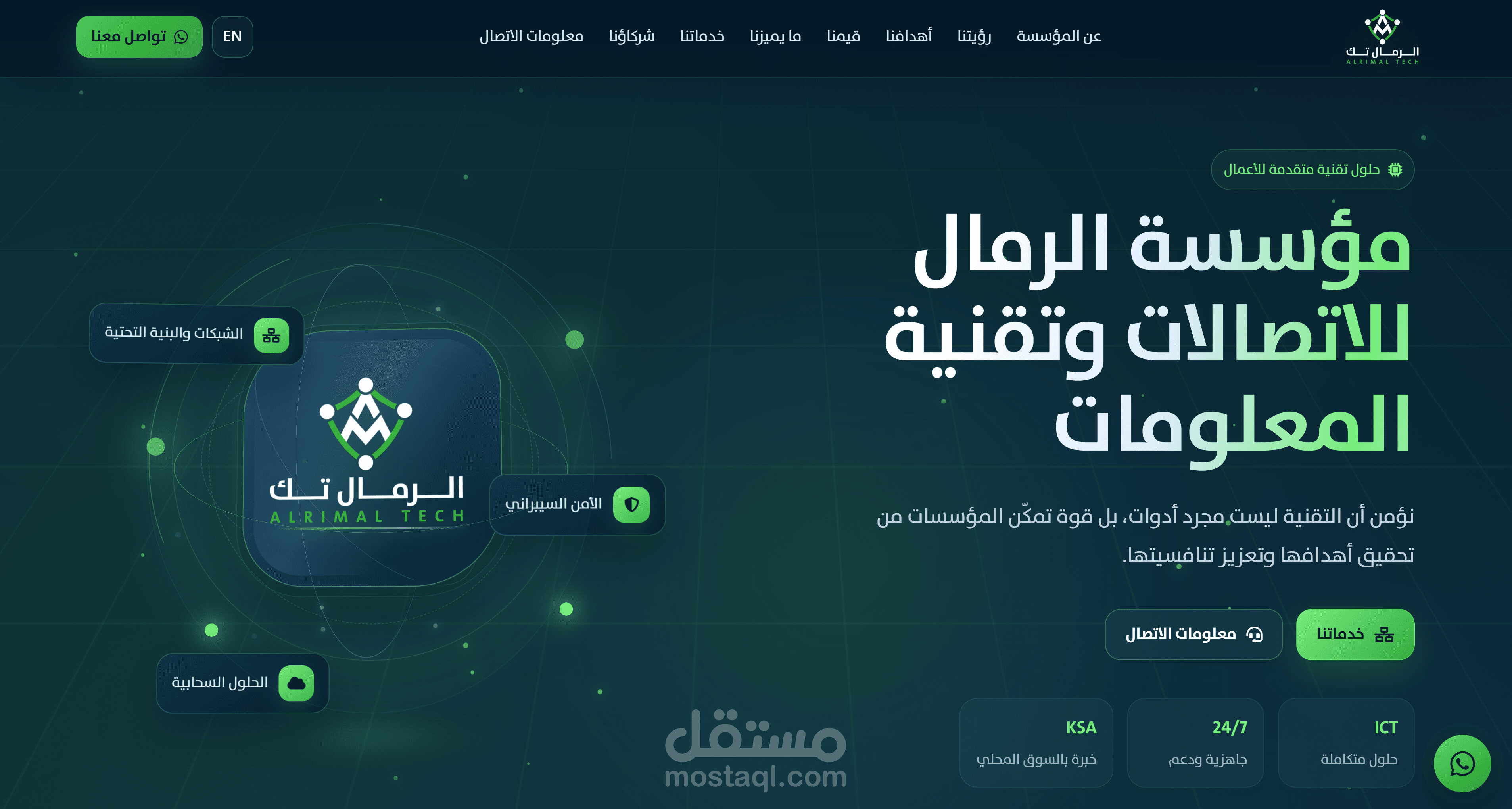 تصميم وتطوير موقع مؤسسي تفاعلي | Alrimal Tech