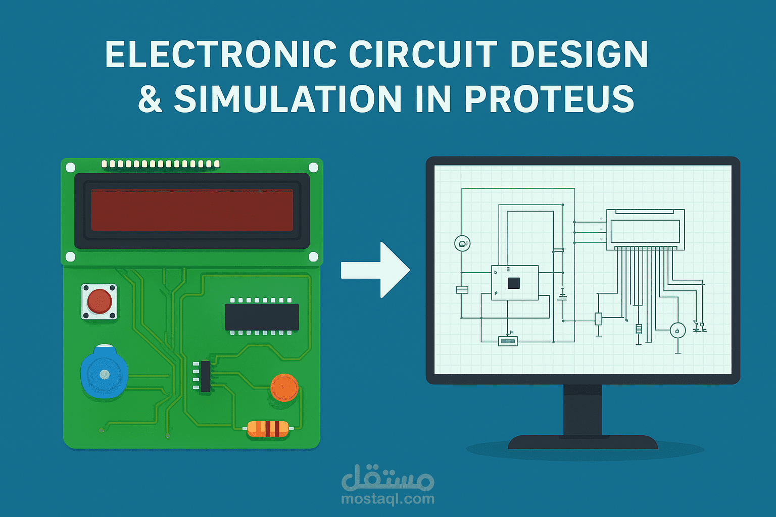 تنفيذ مشروع إلكتروني متكامل مع تصميم الدائرة والمحاكاة على برنامج Proteus