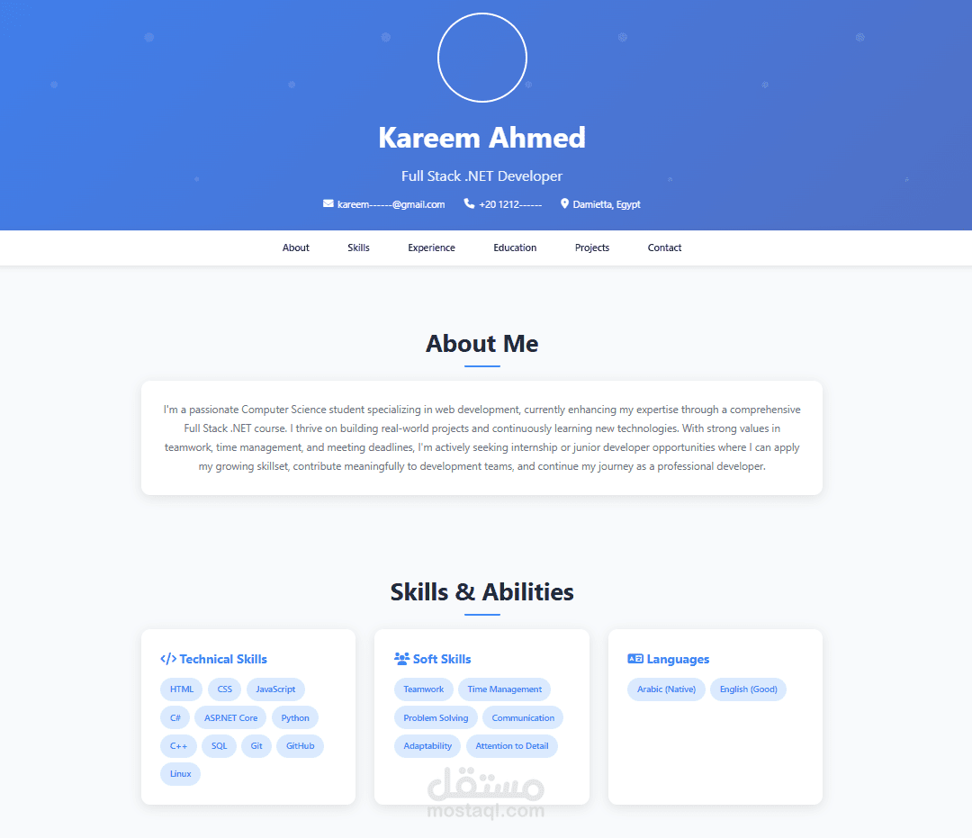 Portfolio for person