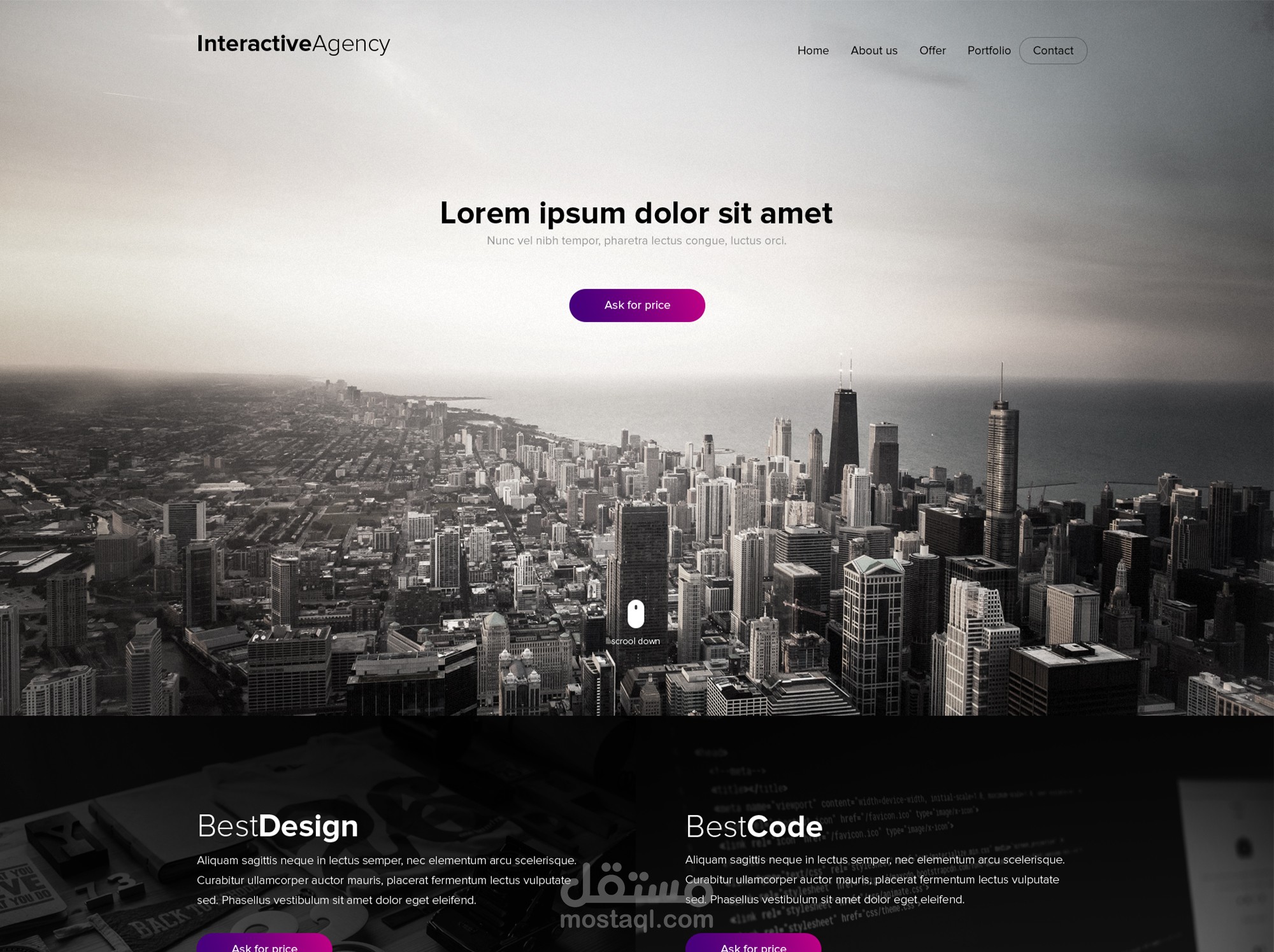 InteractiveAgency قالب لشركات أو الممؤسسات المتوسطه و الصغيرة أو للفرق الناشئه