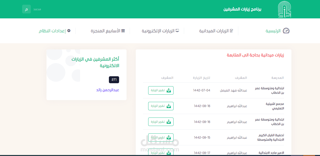برنامج زيارات المشرفين التربويين