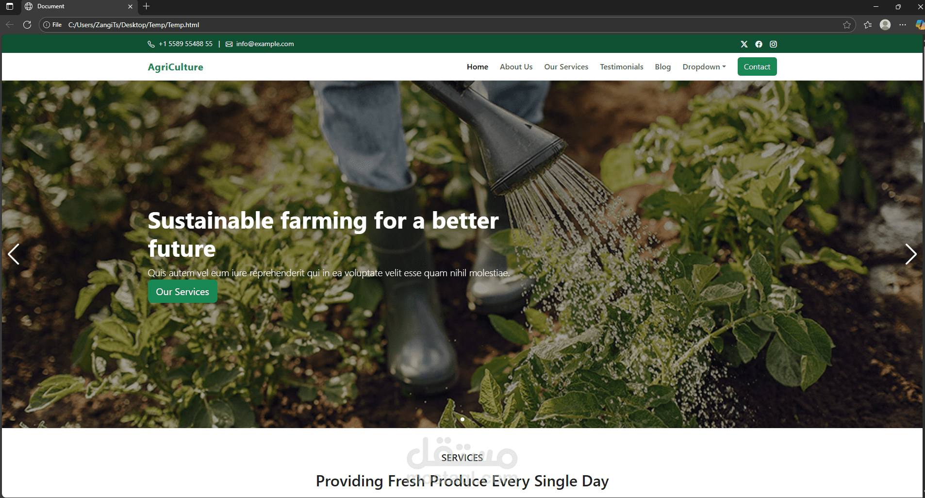 This website is designed for an agriculture
