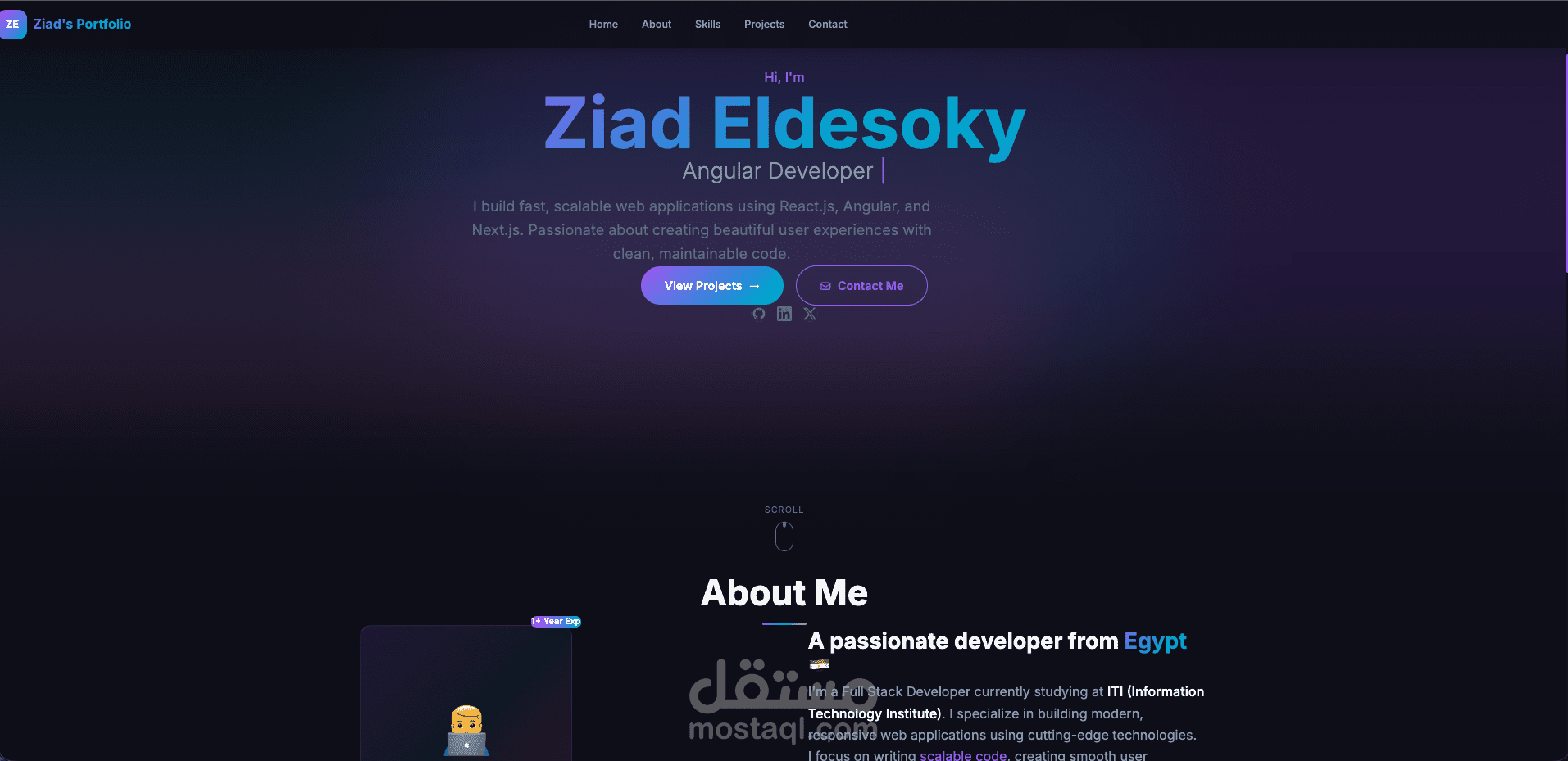 موقع Portfolio شخصي | React + Tailwind