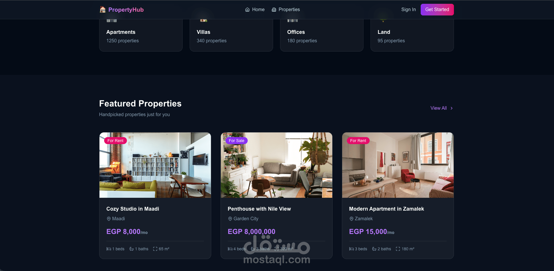 منصة عقارات متكاملة | Next.js + TypeScript