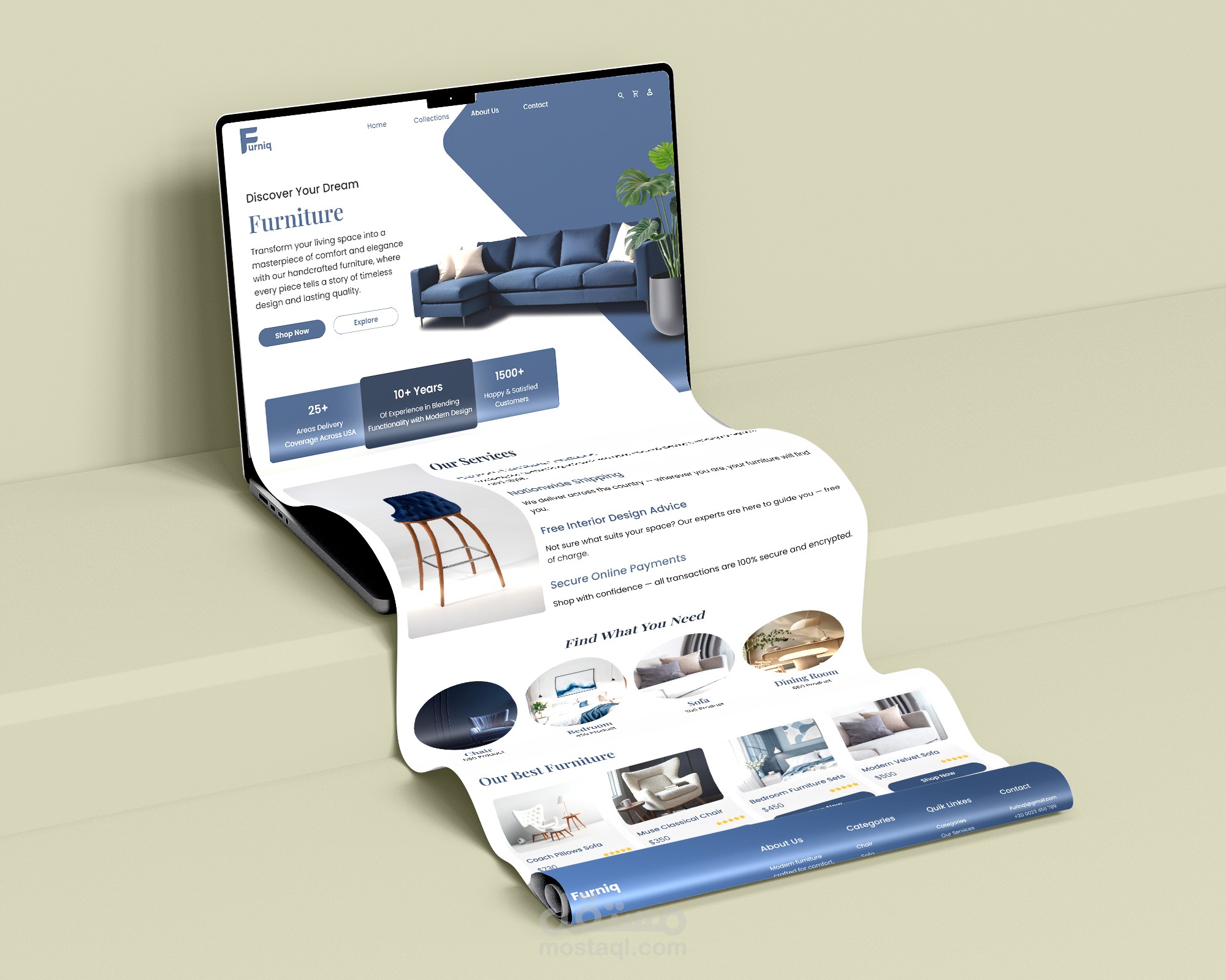 تصميم لاندينج بيدج لموقع Furniq للأثاث العصري