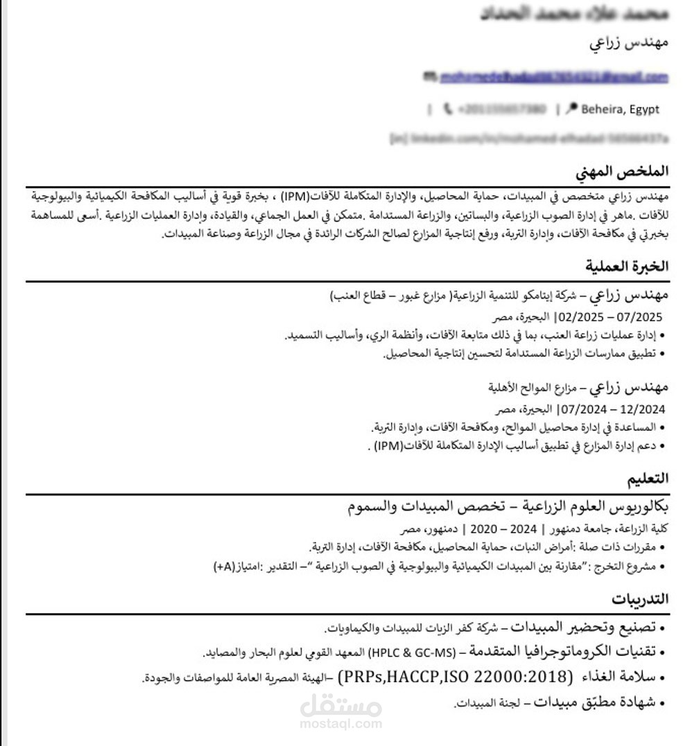 CV احترافي ومتوافق مع ATS
