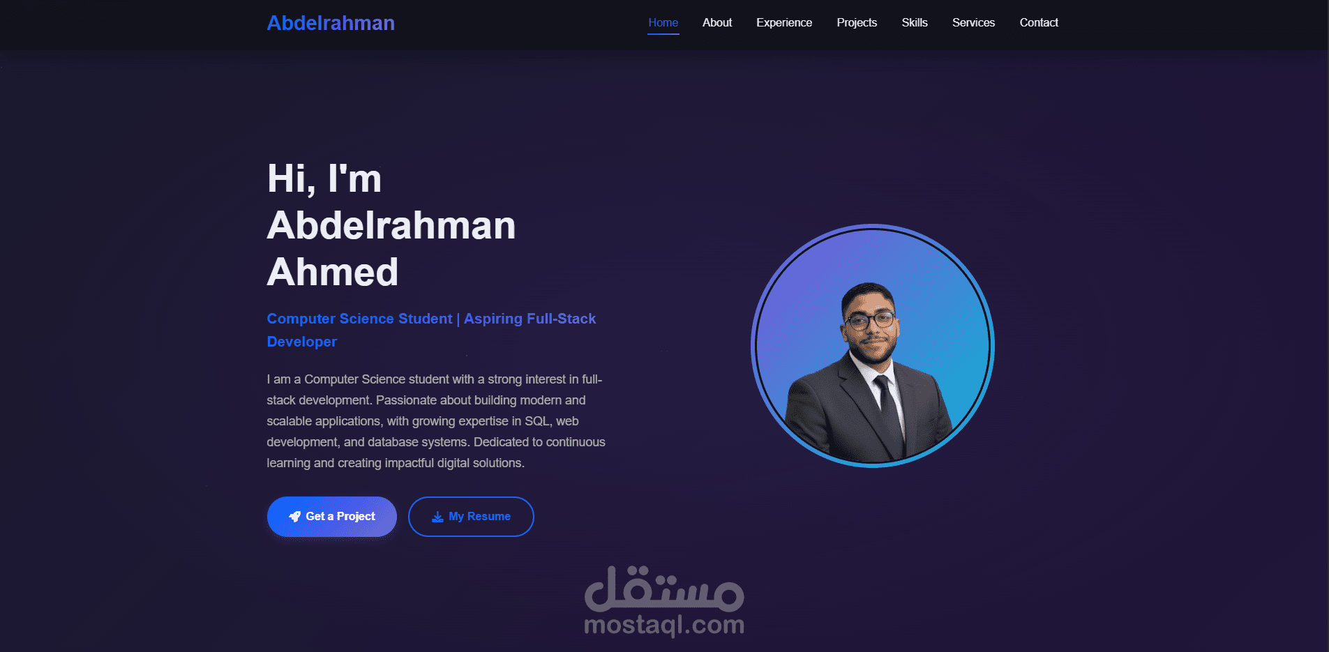 صفحة بورتفوليو (Portfolio Website)