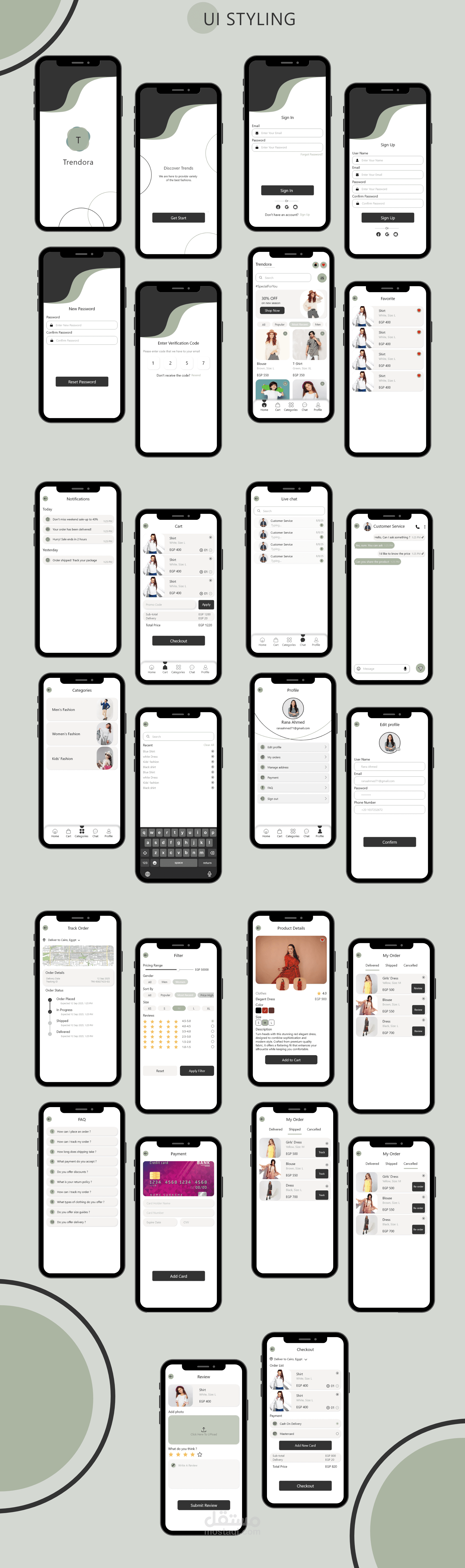 Trendora  - Clothing App ( UI Design )