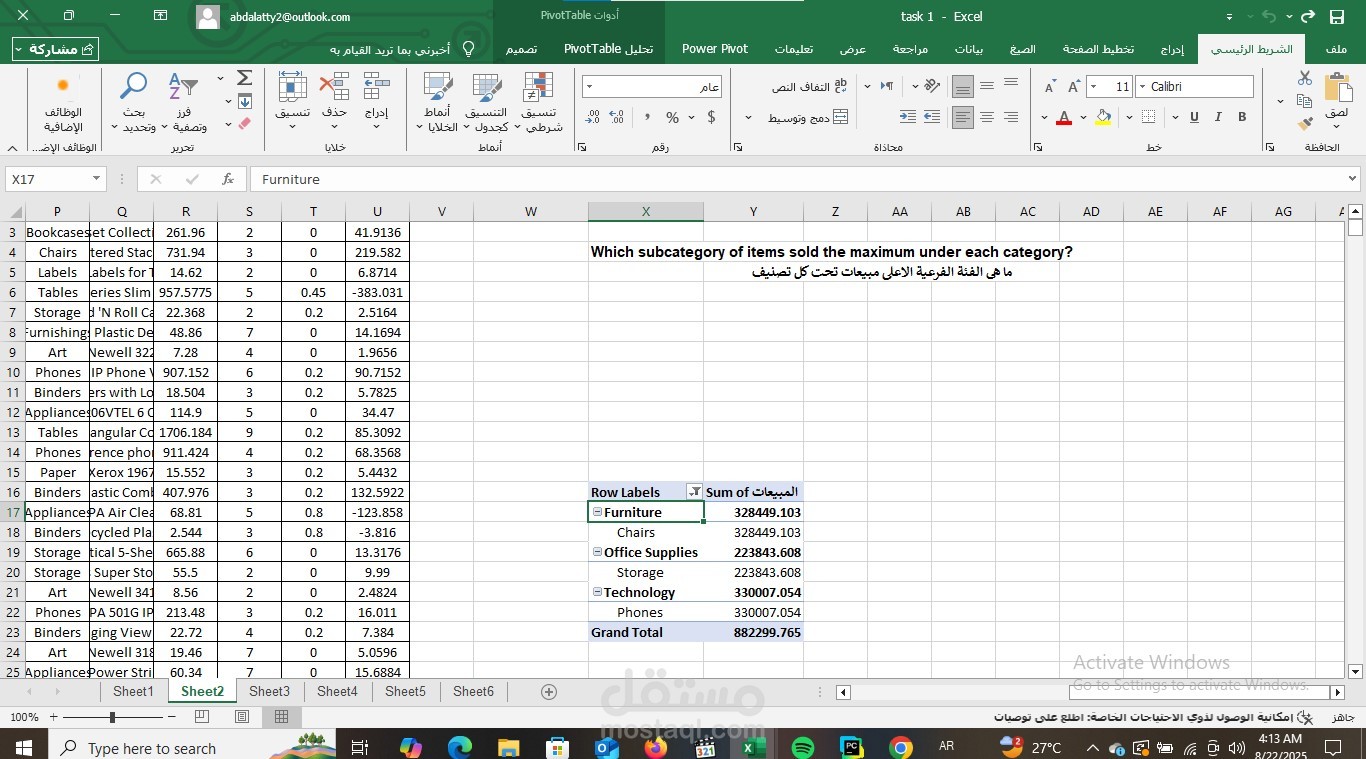 تنظيم الجداول الكبيرة فى فى شكل Pivot Tables ليسهل عليك فهمها بشكل افضل على Excel