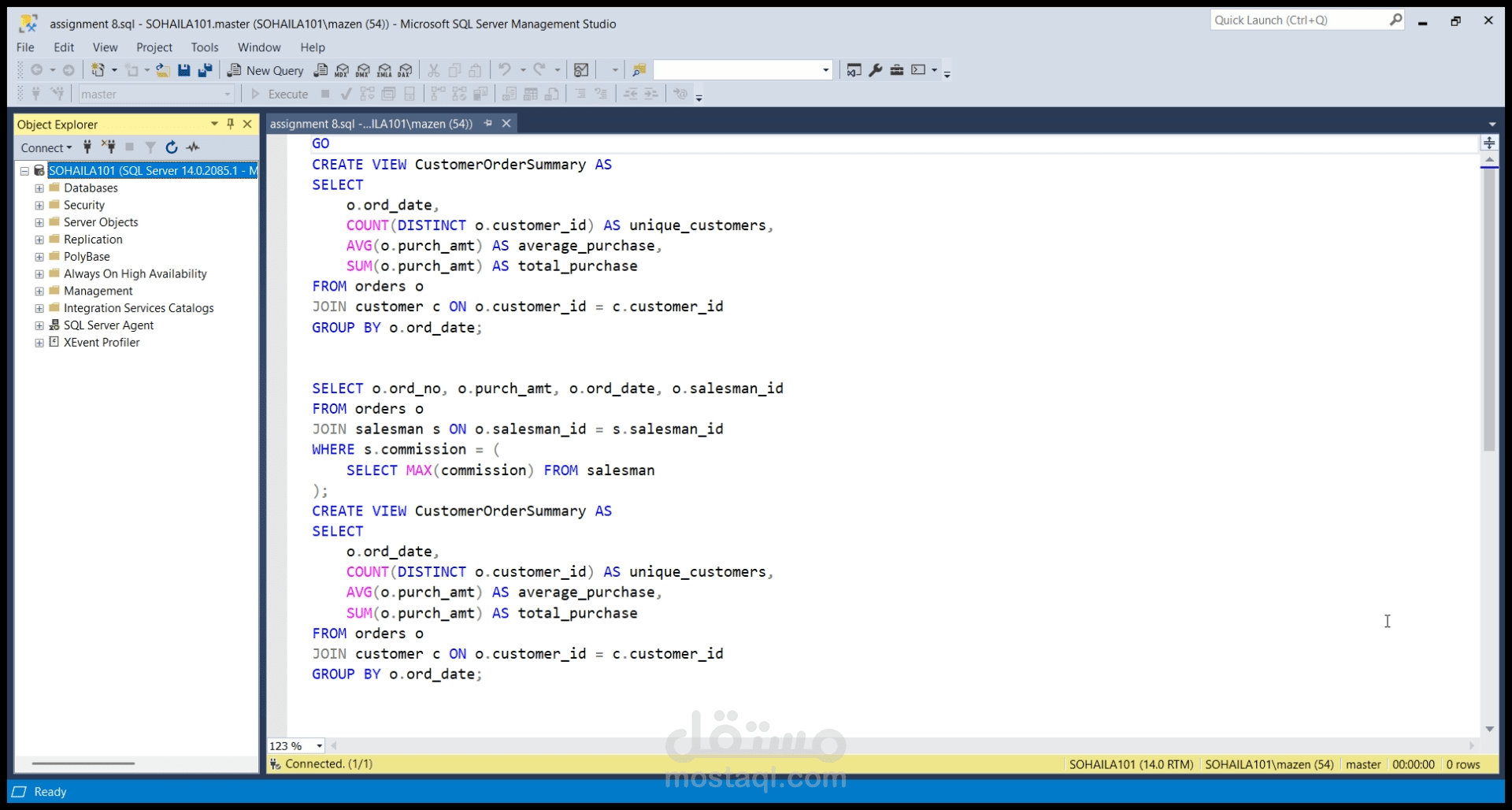 Analaysis for a company using SQL