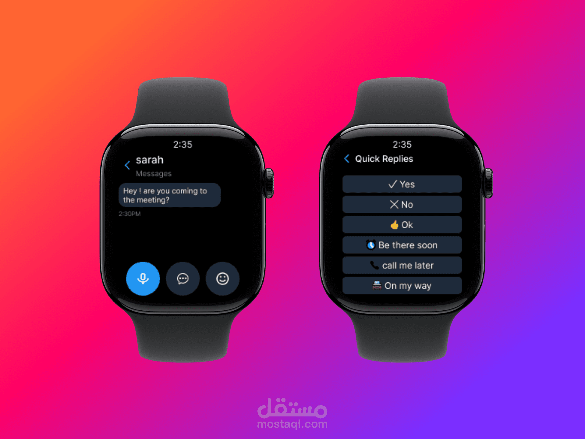 واجهة ساعة ذكية للاشعارات