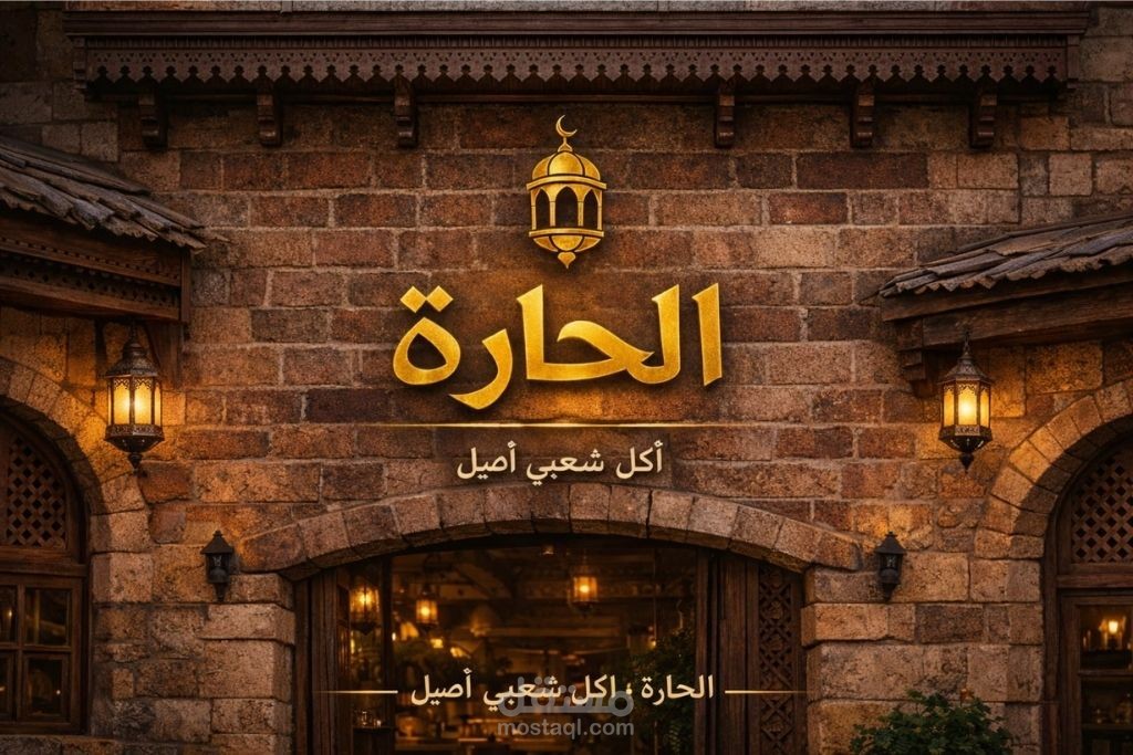 تصميم هوية بصرية لمطعم الحارة — أكل شعبي أصيل