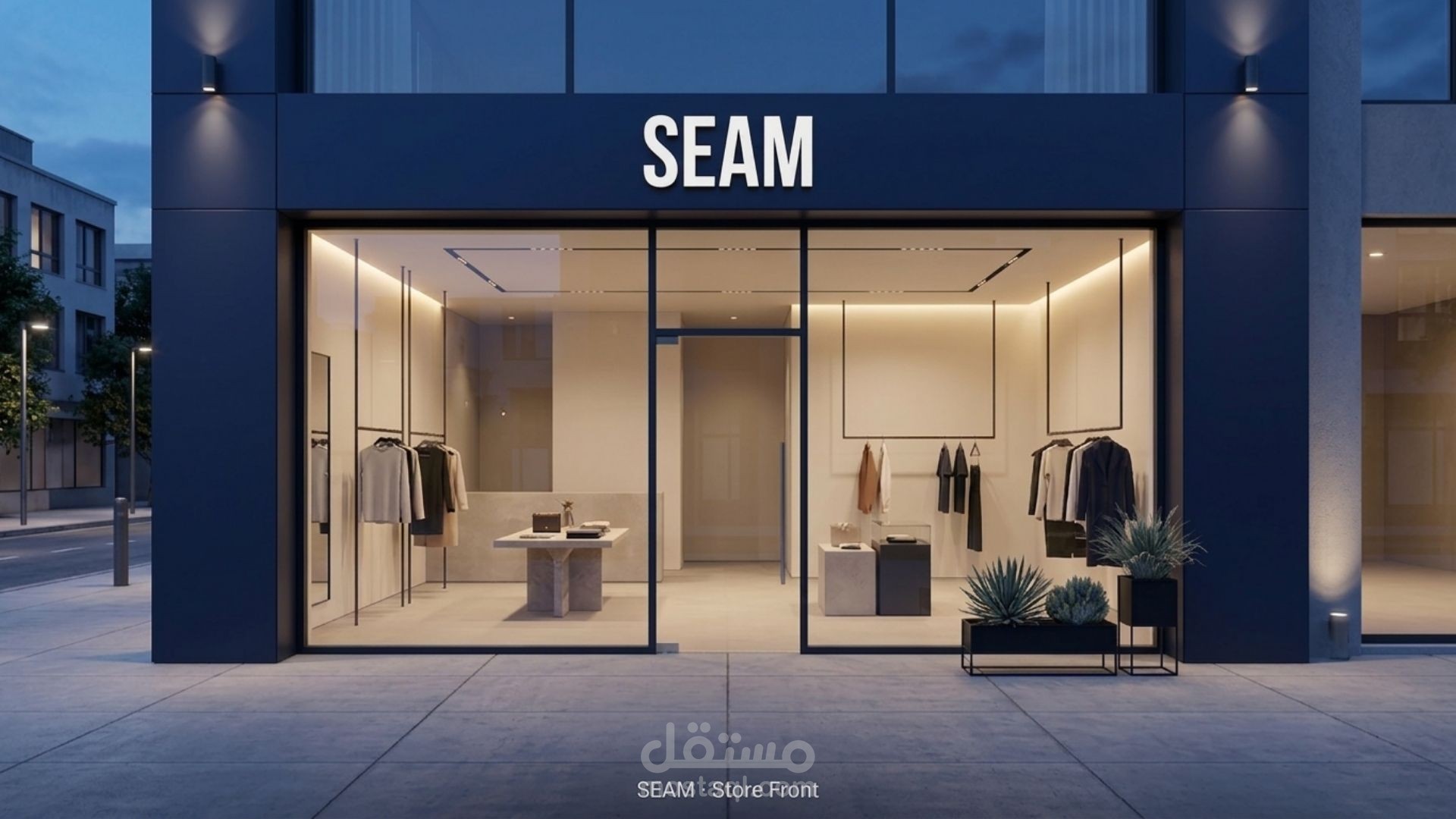 تصميم هوية بصرية لمتجر ملابس SEAM — Modern Clothing