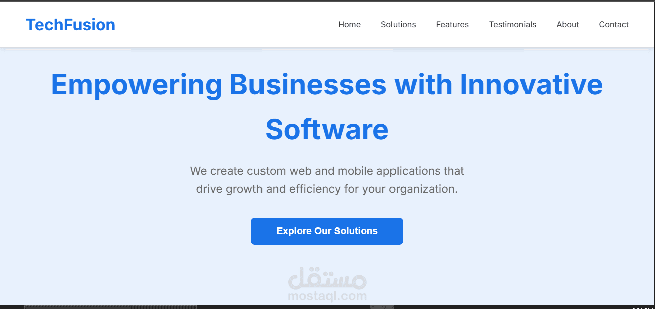 TechFusion Software – تصميم موقع ويب حديث للشركة