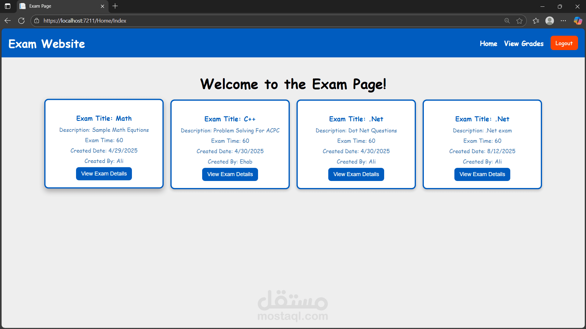 Mini Exams Web System