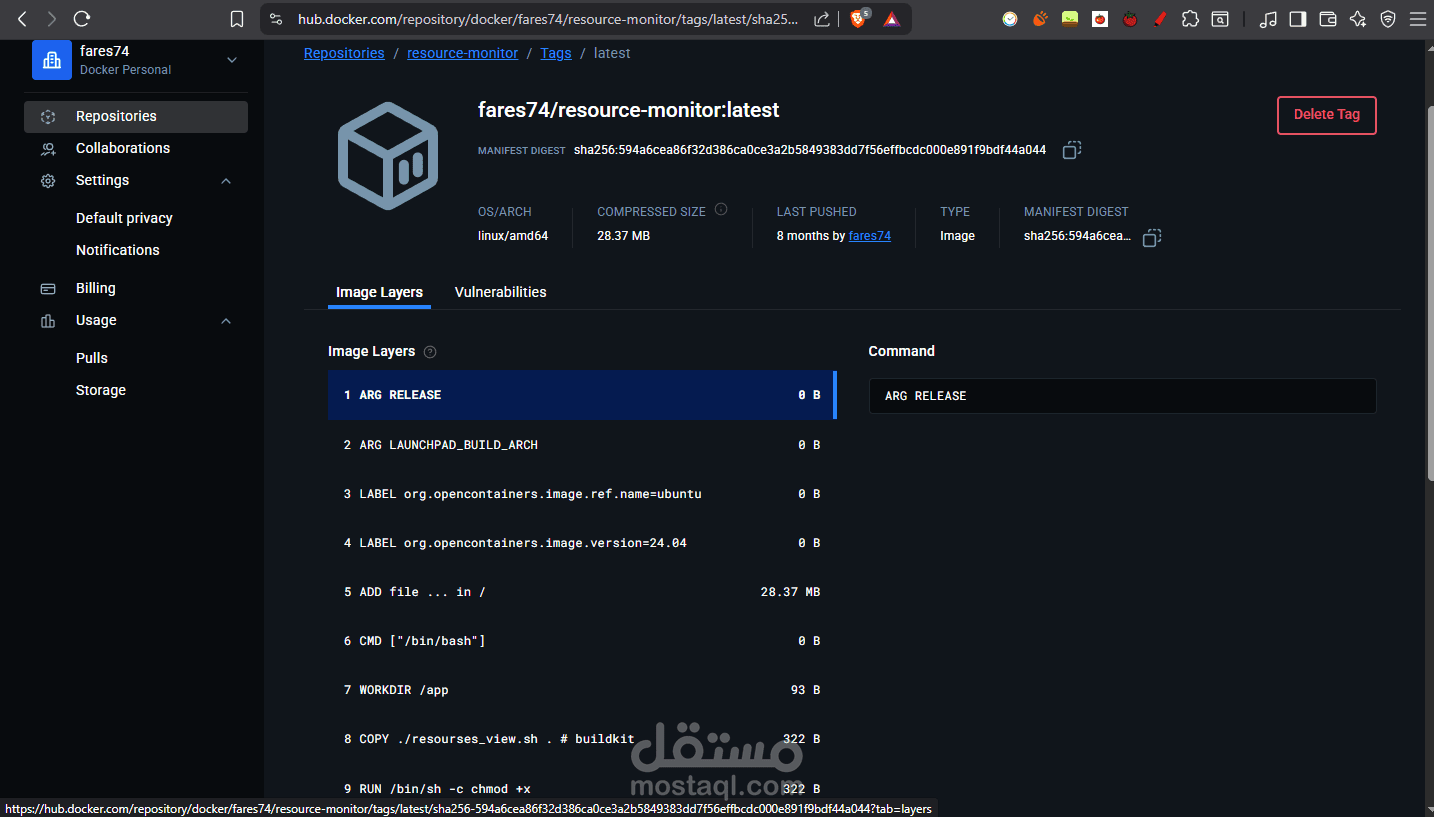 dockerized script to monitor system resources (docker file)