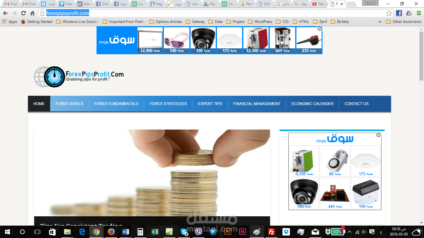 تصميم واستضافة موقع أجنبي عن أسواق الفوركس "forexpipsprofit.com"