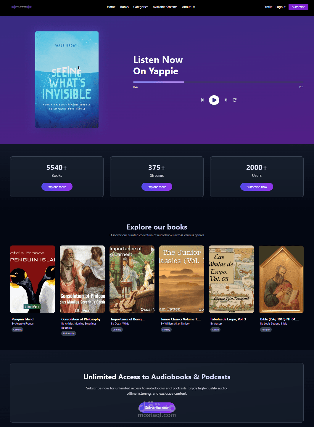 Audiobooks & Podcasts Platform (Yappie)