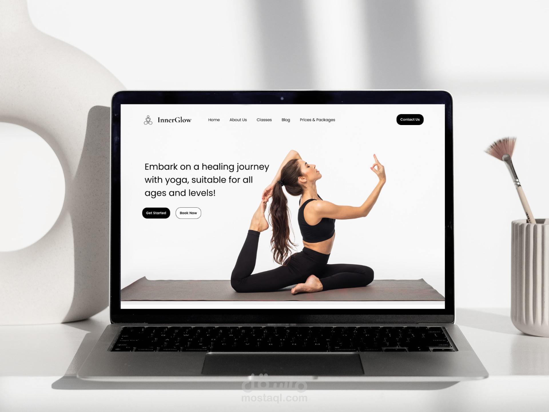 Landing Page لتطبيق / موقع يوجا بتصميم عصري ومتجاوب – Yoga Website UI/UX Design
