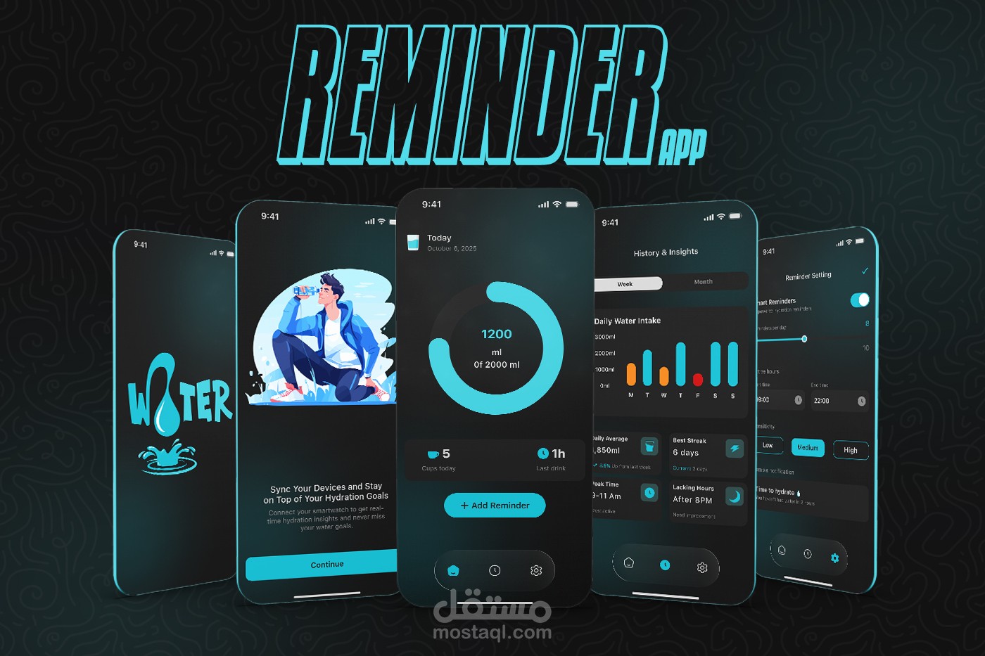 هايدروبال – تطبيق تذكير شرب الماء HydroPal – Water Reminder App