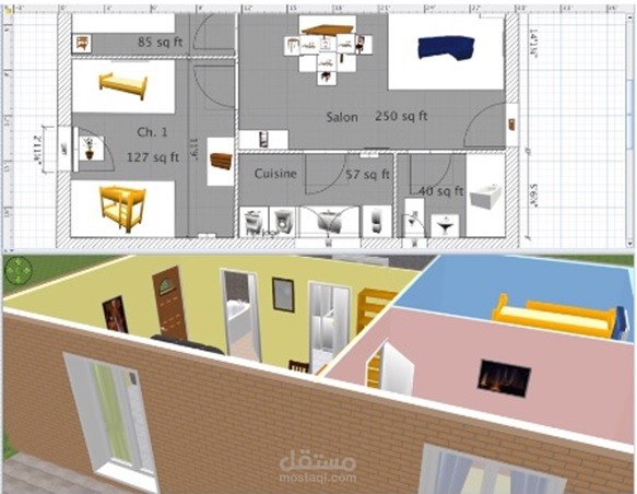 تصميم المنازل والفلل والعمارات مع الديكورات الداخلية بكل احترافية