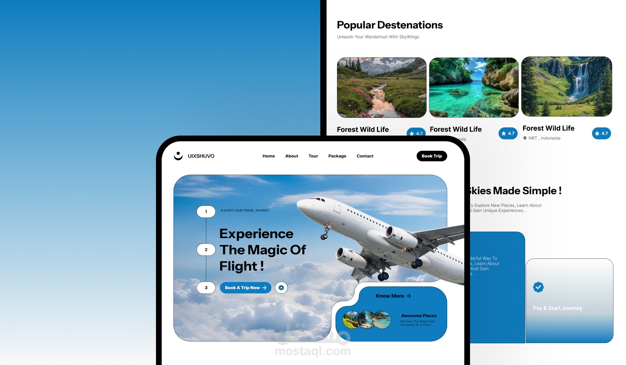 تصميم صفحة هبوط لموقع حجز رحلات