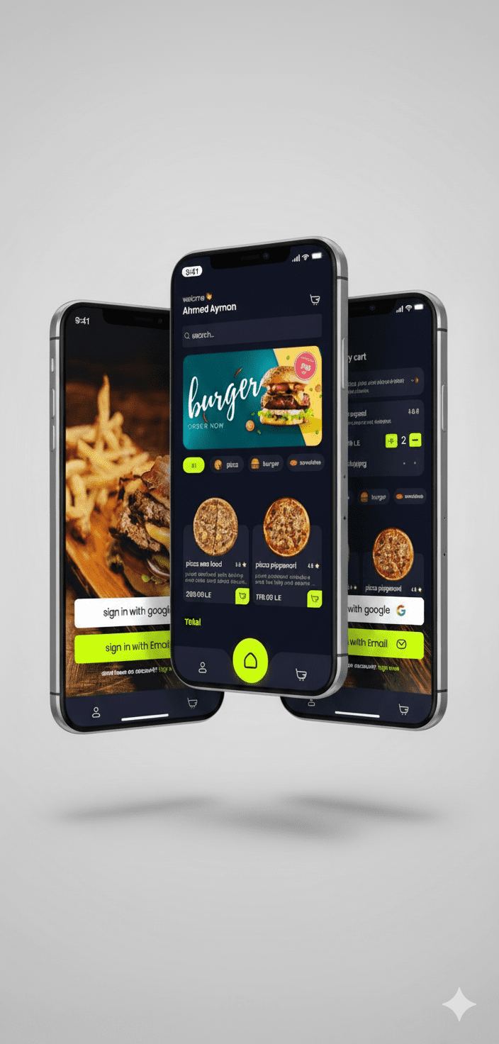 تصميم فيجما لتطبيق طلب طعام أونلاين