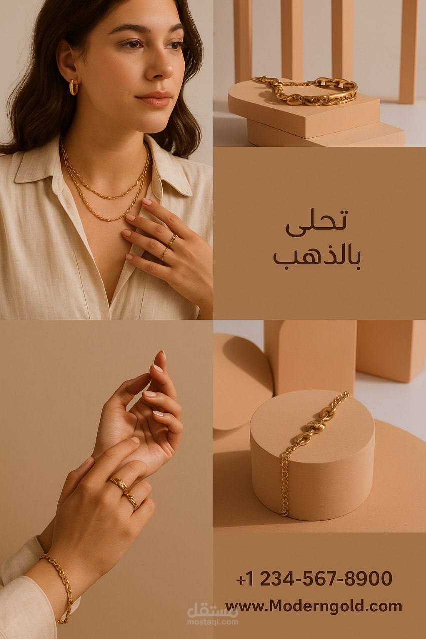 إعلان لمجوهرات ذهبية